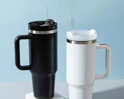 Stanley Style Tumbler With Handle & Straw