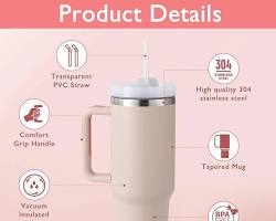 Stanley Style Tumbler With Handle & Straw