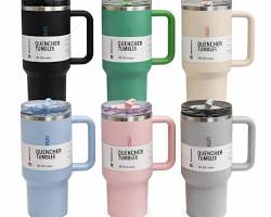 Stanley Style Tumbler With Handle & Straw